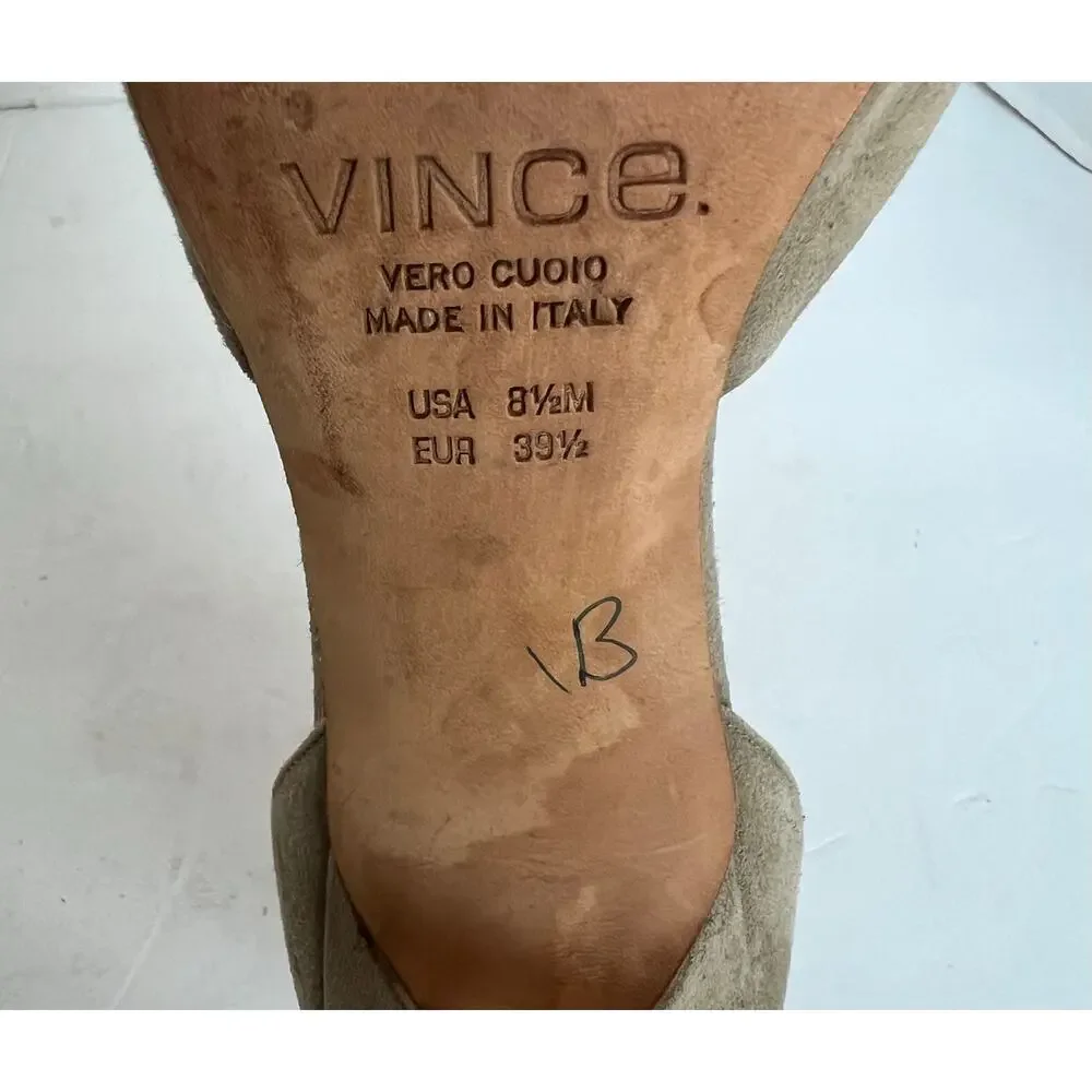 VINCE Celeste Taupe Suede D' Orsay Pointy Toe Heel Pump Shoes Size 8.5M - Picture 10 of 10